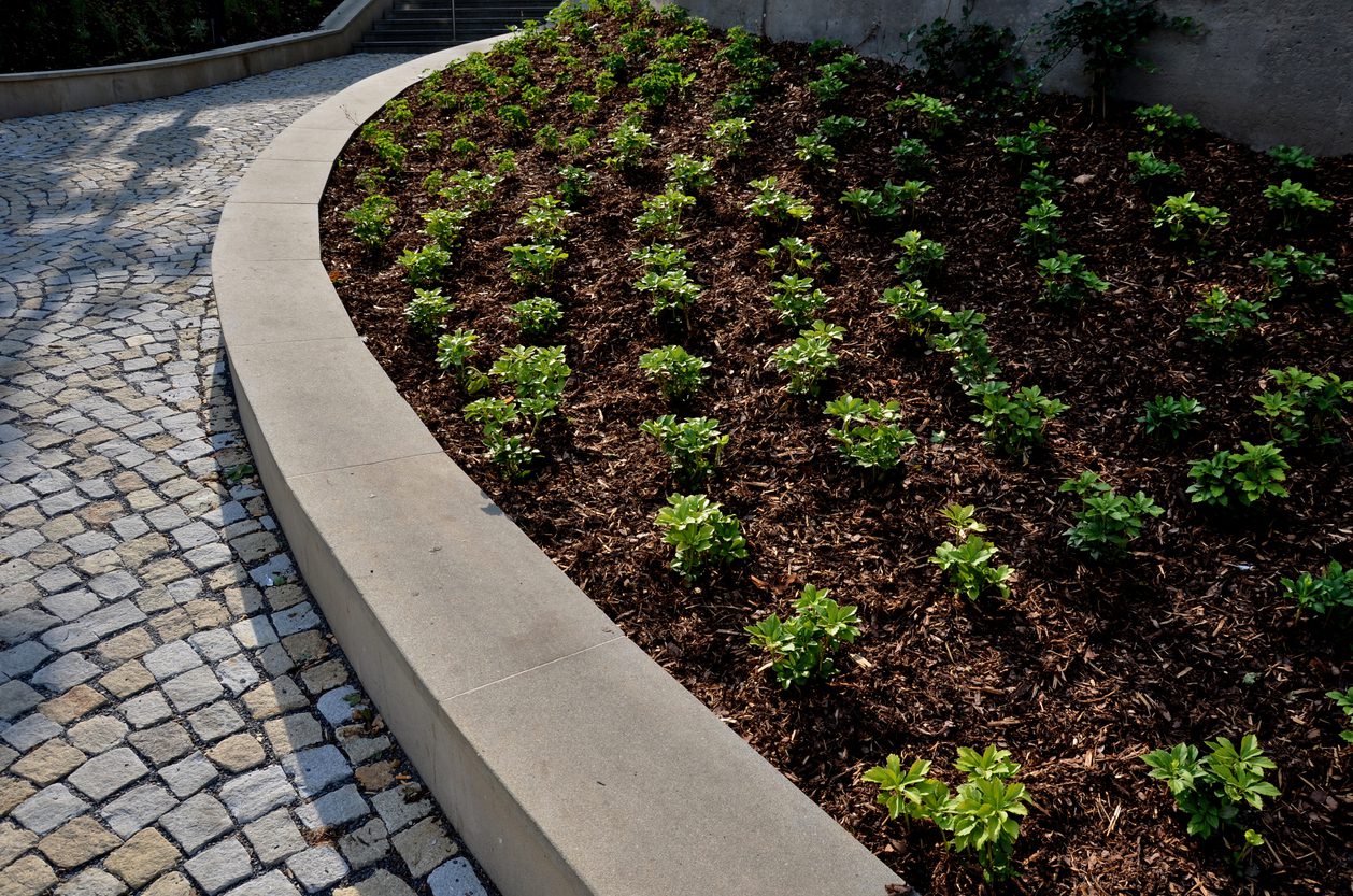 mulching on commercial landscaping property